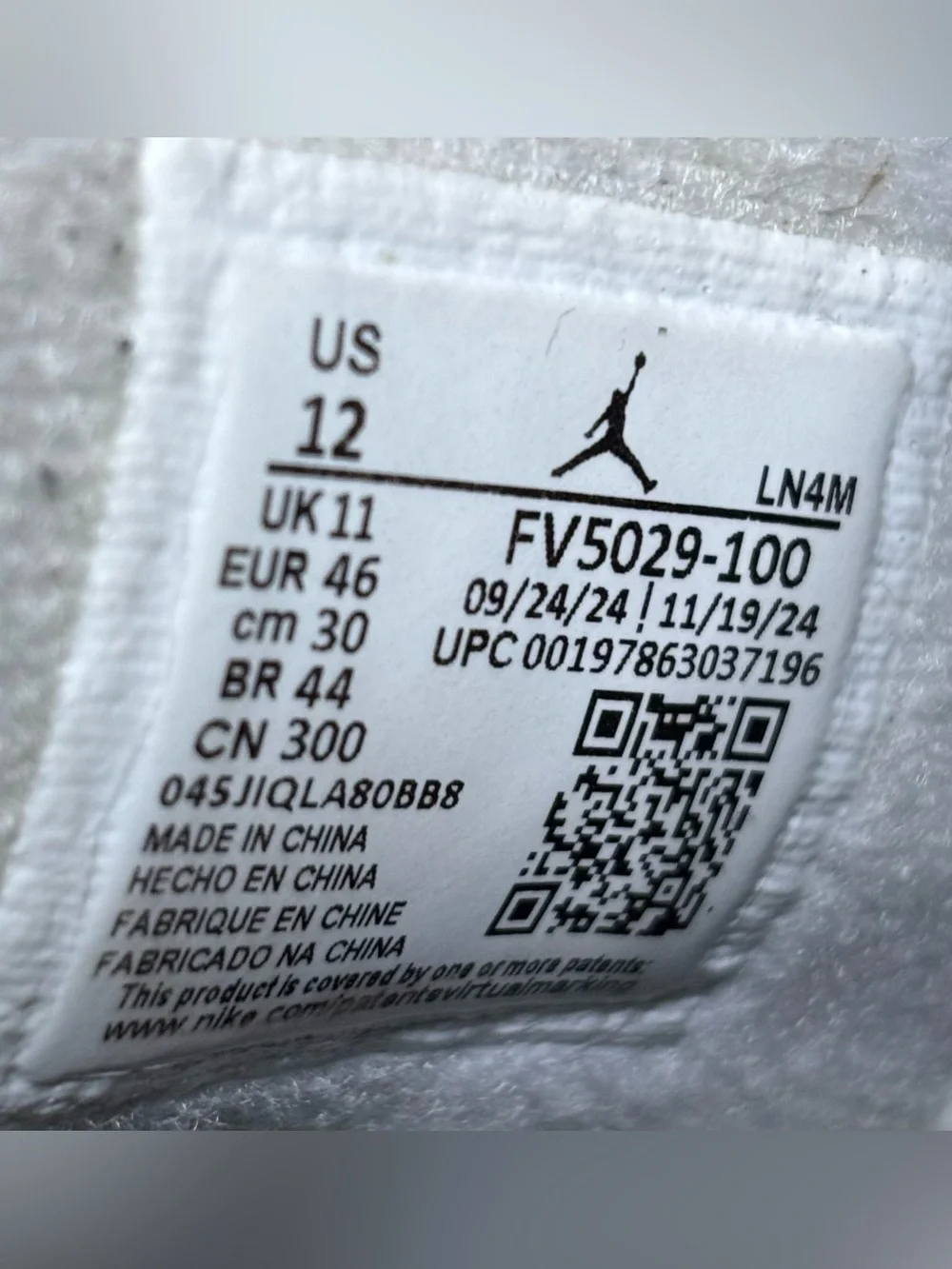 Jordan 4 Retro OG White Cement 2025 Size 12